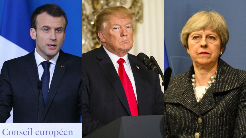 Macron, Trump ve May ile görüştü