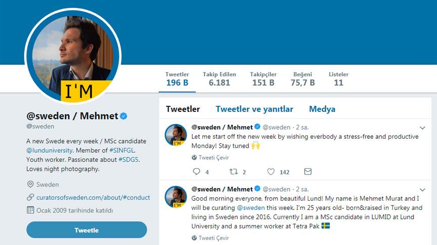 İsveç’in resmi Twitter hesabı Türk öğrenciye emanet