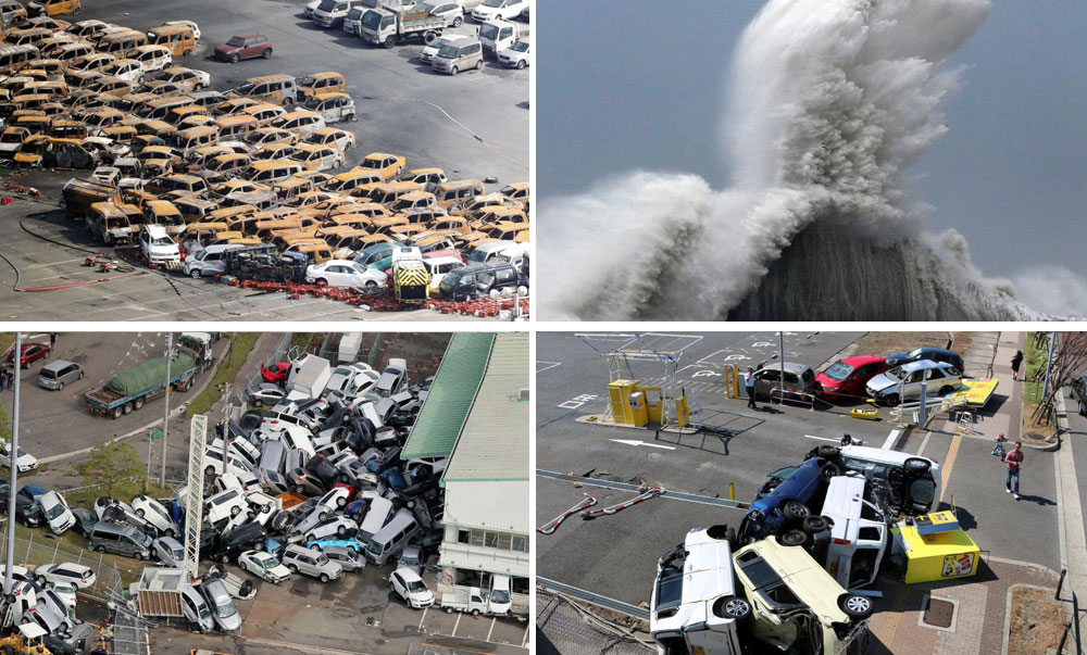 Japonya’da ‘Jebi’ tayfunu sonrası hurdaya dönüşen araçlardan kareler